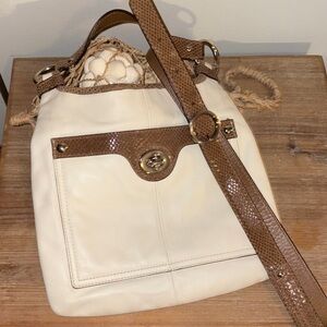 Coach Tan and Cream Shoulder Bag